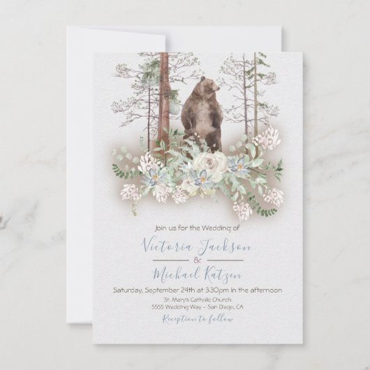 Uitnodigingen tot Waterverf Forest Wedding (Voorkant)