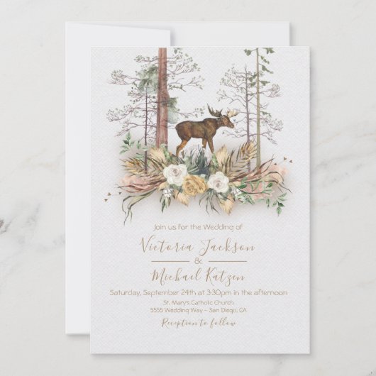 Uitnodigingen tot Waterverf Forest Wedding (Voorkant)