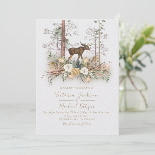 Uitnodigingen tot Waterverf Forest Wedding (Staand voorkant)