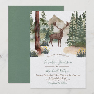 Uitnodigingen tot Waterverf Forest Wedding