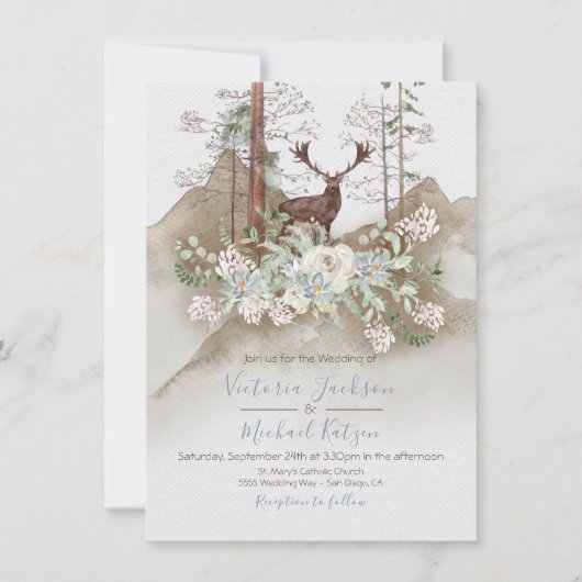 Uitnodigingen tot Waterverf Forest Wedding (Voorkant)