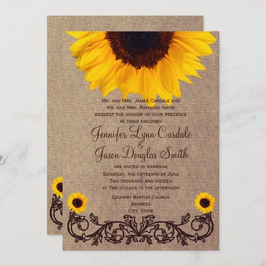 Uitnodigingen tot weddenschap tussen soonbloemen e (Voorkant / Achterkant)