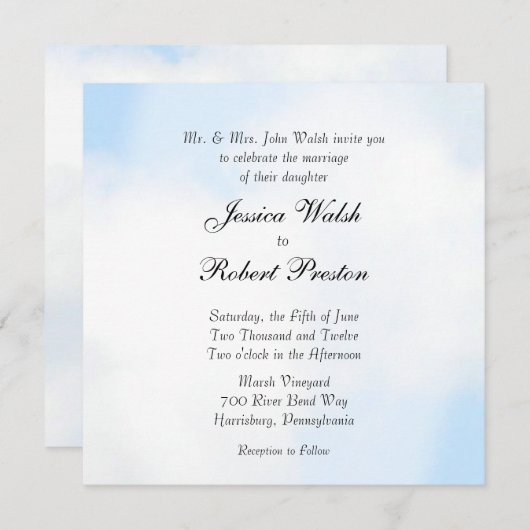 Uitnodigingen tot weddenschappen op wolken (Voorkant / Achterkant)