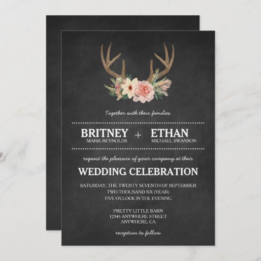 Uitnodigingen tot weduwschap in het land Chalkboar (Voorkant / Achterkant)