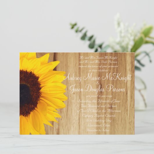 Uitnodigingen tot weduwschap in Rustic Country Sun (Staand voorkant)