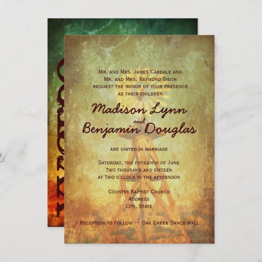 Uitnodigingen tot weduwschap met een stormachtig w (Voorkant / Achterkant)