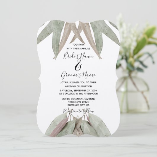 Uitnodigingen tot weduwschap met eucalyptus (Staand voorkant)