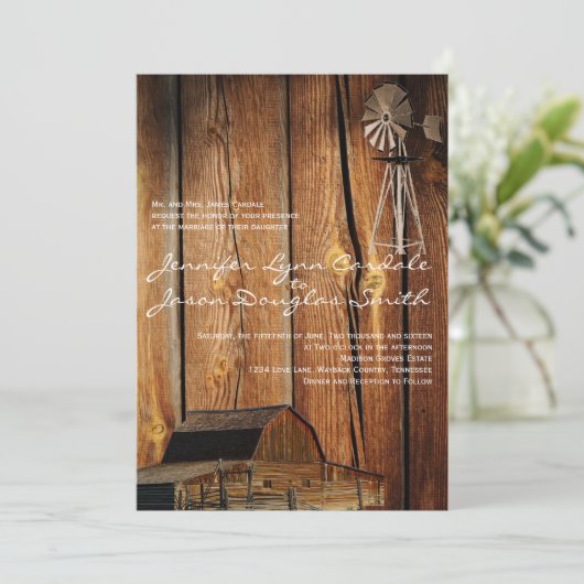 Uitnodigingen tot weduwschap met hout in het land (Staand voorkant)