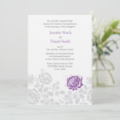 Uitnodigingen tot weduwschap met lavendel en grijz (Staand voorkant)