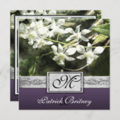  uitnodigingen tot weduwschap met witte en Paarse  (Voorkant / Achterkant)