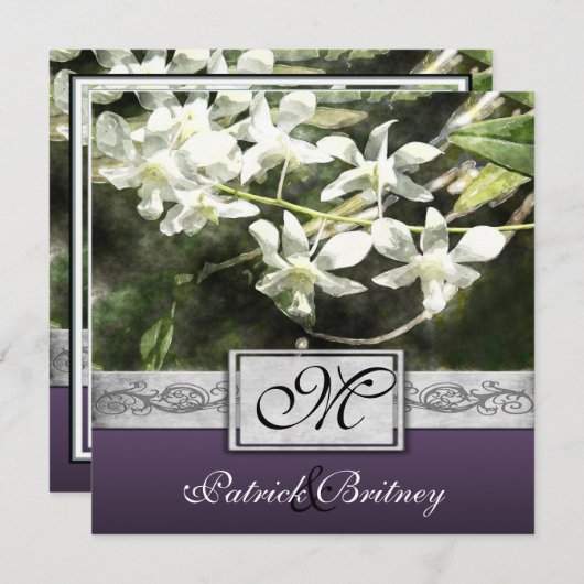 uitnodigingen tot weduwschap met witte en Paarse (Voorkant / Achterkant)