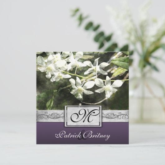  uitnodigingen tot weduwschap met witte en Paarse  (Staand voorkant)