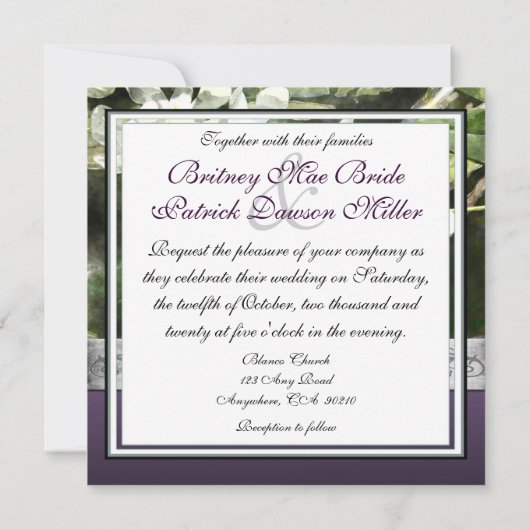 uitnodigingen tot weduwschap met witte en Paarse (Achterkant)