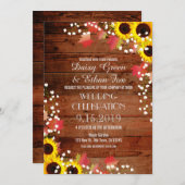 Uitnodigingen tot weduwschap op het Rustic Sunflow (Voorkant / Achterkant)