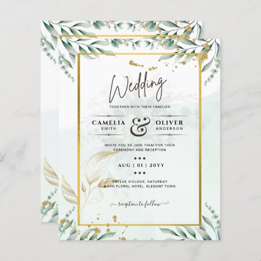 Uitnodigingen Trouwlocatie Groene Website RSVP QR (Voorkant / Achterkant)