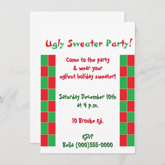 Uitnodigingen "Ugly Sweater Party" (Voorkant / Achterkant)