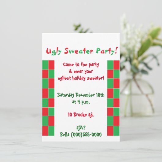 Uitnodigingen "Ugly Sweater Party" (Staand voorkant)
