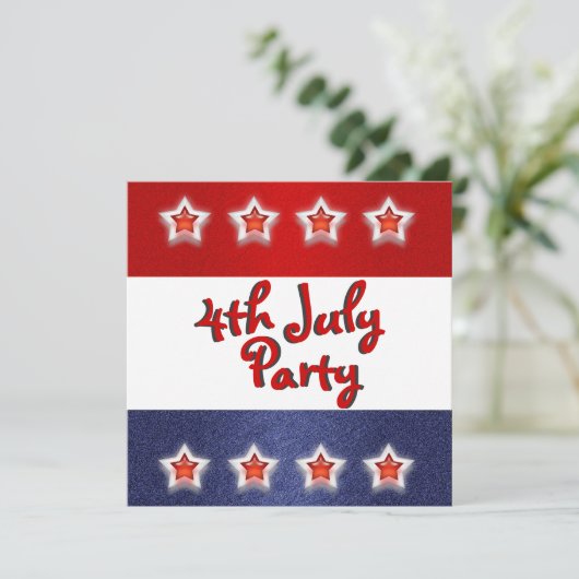 Uitnodigingen van 4 juli - aanpasbare sjabloon (Staand voorkant)