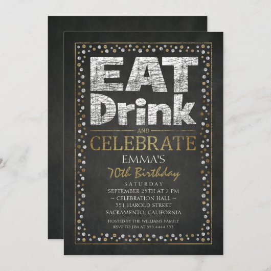 Uitnodigingen van 70e verjaardag van persoonlijke (Voorkant / Achterkant)