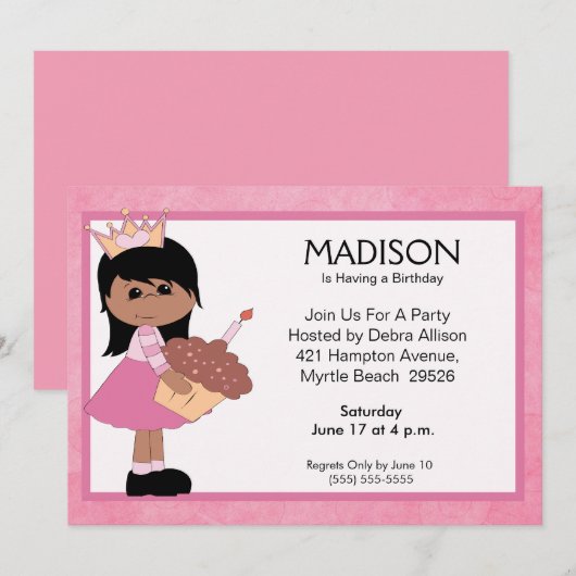 Uitnodigingen van Afrikaanse Amerikaanse prinses (Voorkant / Achterkant)