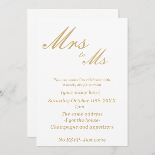 Uitnodigingen van afzonderlijke partijen (wit en g (Voorkant / Achterkant)