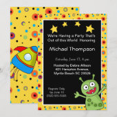 Uitnodigingen van Alien Birthday Party (Voorkant / Achterkant)