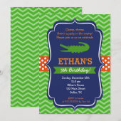 Uitnodigingen van Alligator Birthday Party (Voorkant / Achterkant)