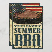 Uitnodigingen van Amerikaanse vlag BBQ (Voorkant / Achterkant)