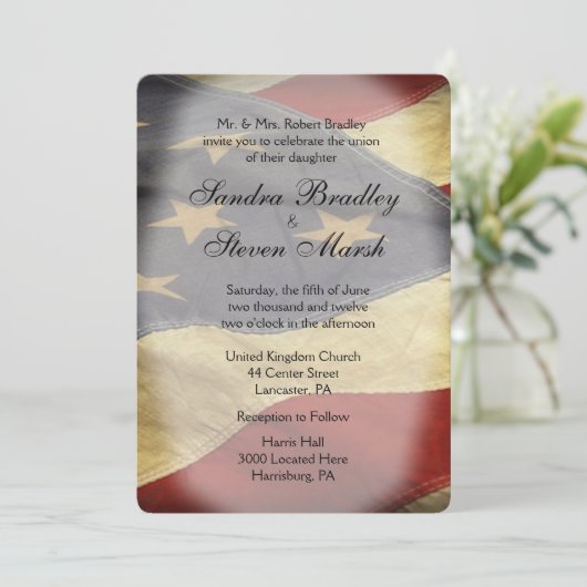 Uitnodigingen van Amerikaanse vlagweddenschappen (Staand voorkant)