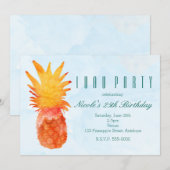Uitnodigingen van ananas Waterverf Tropische Parti (Voorkant / Achterkant)