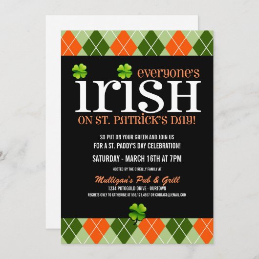 Uitnodigingen van Argyle St. Patricks Day (Voorkant / Achterkant)