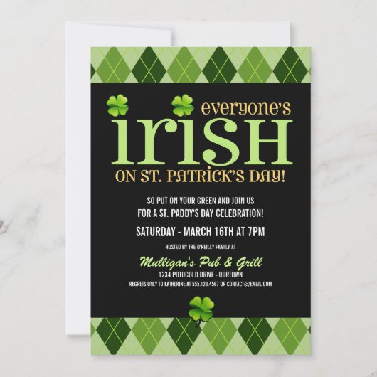 Uitnodigingen van Argyle St. Patricks Day (Voorkant)