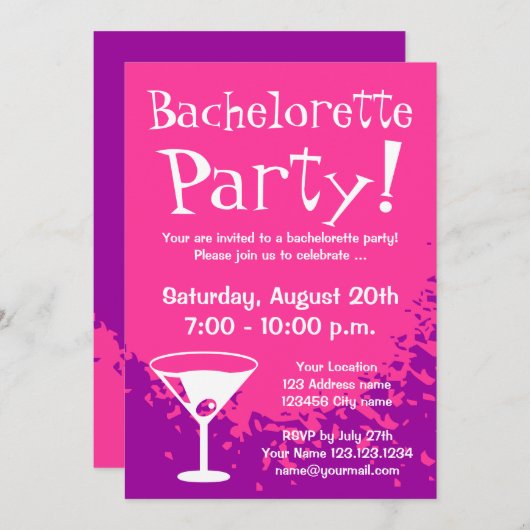 Uitnodigingen van Bachelorette | Aangepaste uitnod (Voorkant / Achterkant)