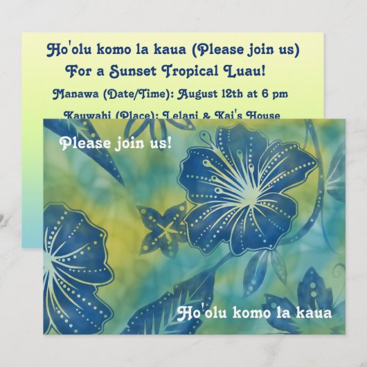  uitnodigingen van Balinese Batik Luau (Voorkant / Achterkant)