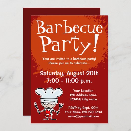 Uitnodigingen van barbecue-partijen | BBQ nodigt u (Voorkant / Achterkant)