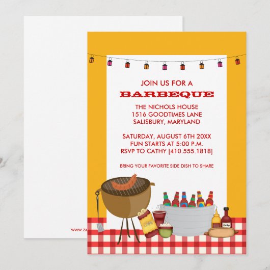 Uitnodigingen van BBQ-partijen (Voorkant / Achterkant)