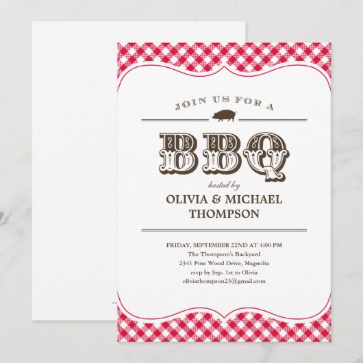 Uitnodigingen van BBQ-partijen (Voorkant / Achterkant)