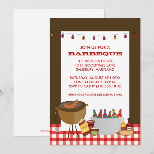 Uitnodigingen van BBQ-partijen (Voorkant / Achterkant)