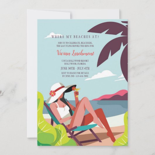 Uitnodigingen van Beachside Bachelorette Party (Voorkant)