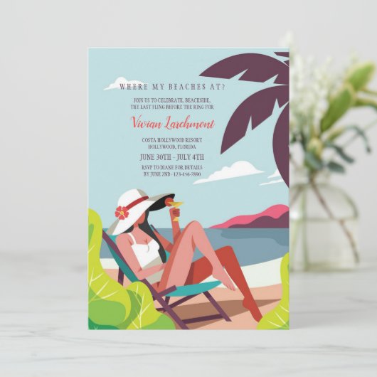 Uitnodigingen van Beachside Bachelorette Party (Staand voorkant)