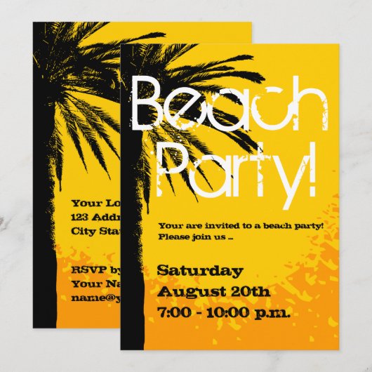 Uitnodigingen van beide partijen met palmzonsonder (Voorkant / Achterkant)