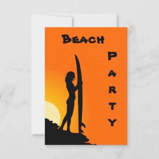 Uitnodigingen van beide partijen, surfer, oranje e (Voorkant)