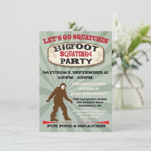 Uitnodigingen van Bigfoot Birthday (Staand voorkant)