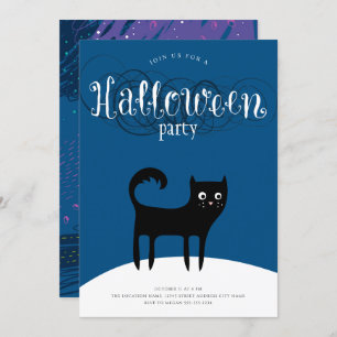 Uitnodigingen van Black Cat Halloween Party