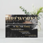 Uitnodigingen van Black & Gold Fireworks Party (Staand voorkant)