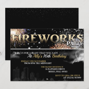 Uitnodigingen van Black & Gold Fireworks Party