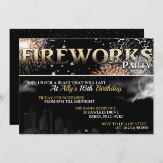 Uitnodigingen van Black & Gold Fireworks Party