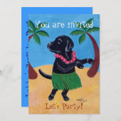 Uitnodigingen van Black Labrador Birthday Party (Voorkant / Achterkant)