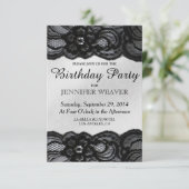 Uitnodigingen van Black Lace en Satin Birthday (Staand voorkant)