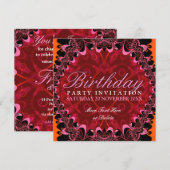 Uitnodigingen van Black Pink Lace Exotic Birthday  (Voorkant / Achterkant)
